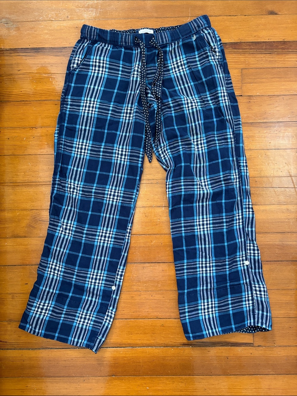 aerie Navy and Teal Plaid Pajama Capris